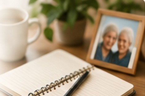 Family organizing important information together